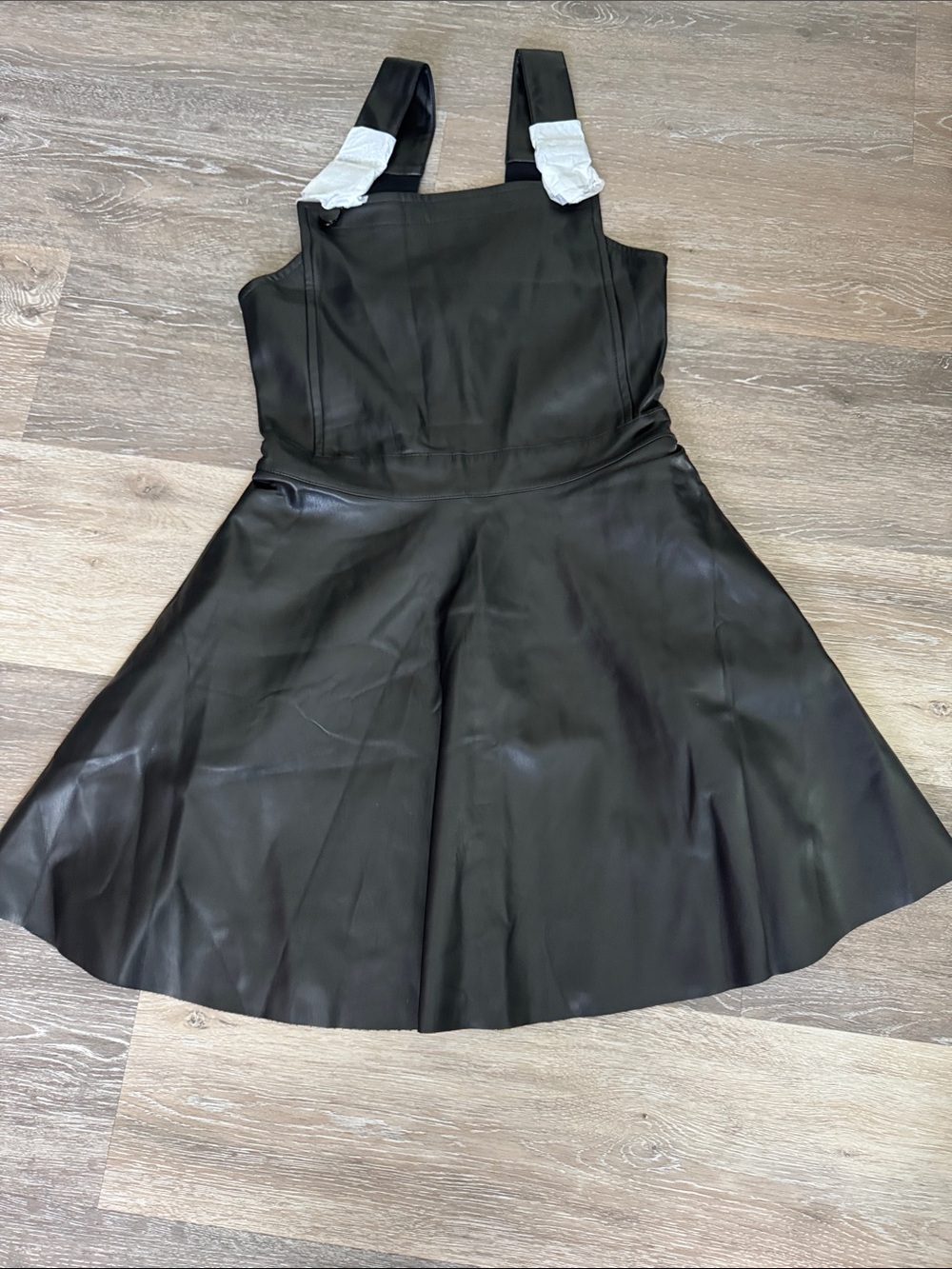 Killstar Black Faux Leather Mini Pinafore Skater Dress new with tags size S